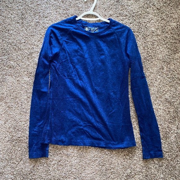 Figs Tops - Figs Salta Seamless Long-sleeve Underscrub Electric Blue Medium